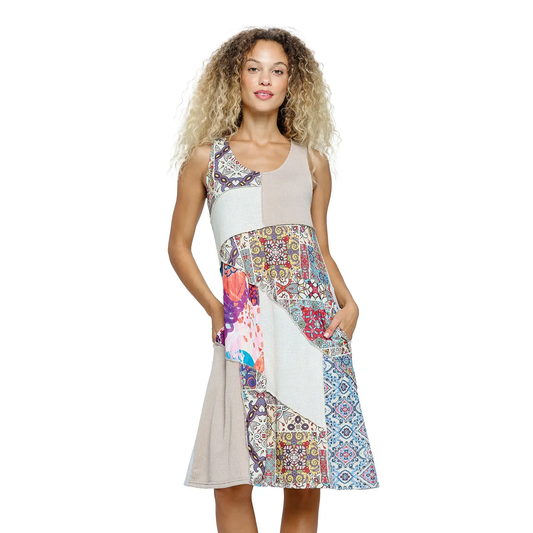 Boho A-Line Patchwork Dress