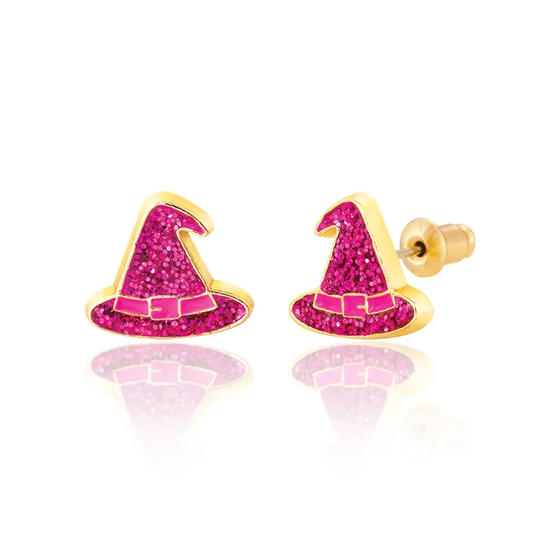 Glitter Witch Hat Stud Earrings