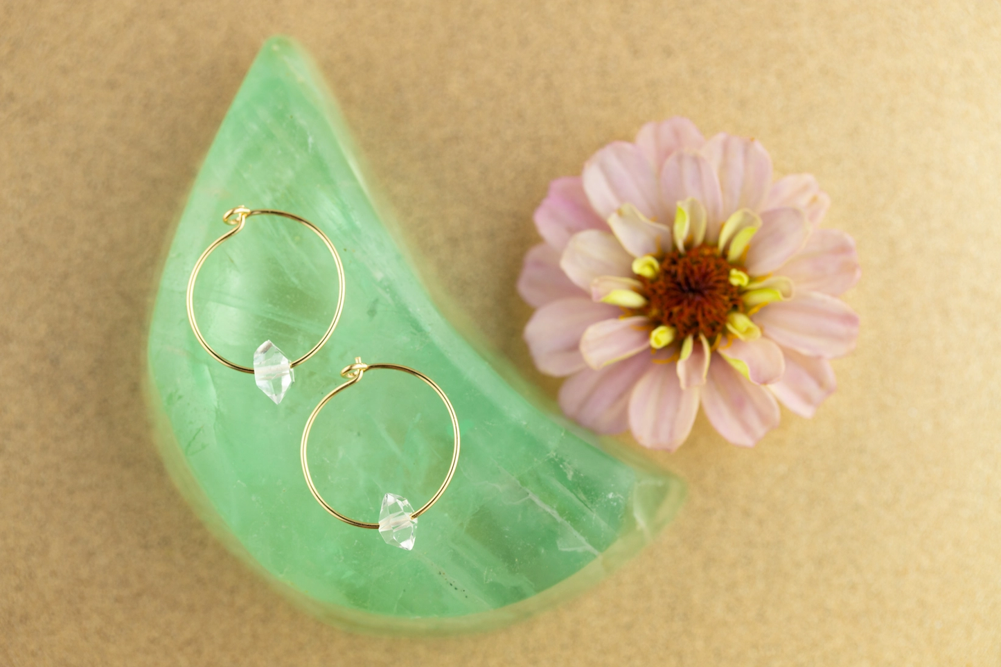 Herkimer Diamond Hoop Earrings for Tranquility