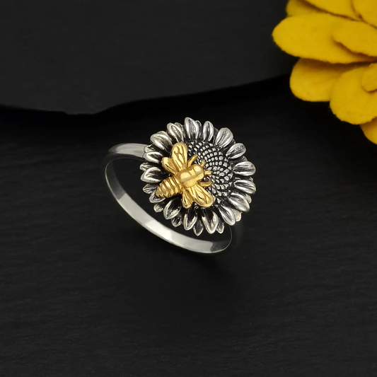 Sunflower With Bronze Bee Ring