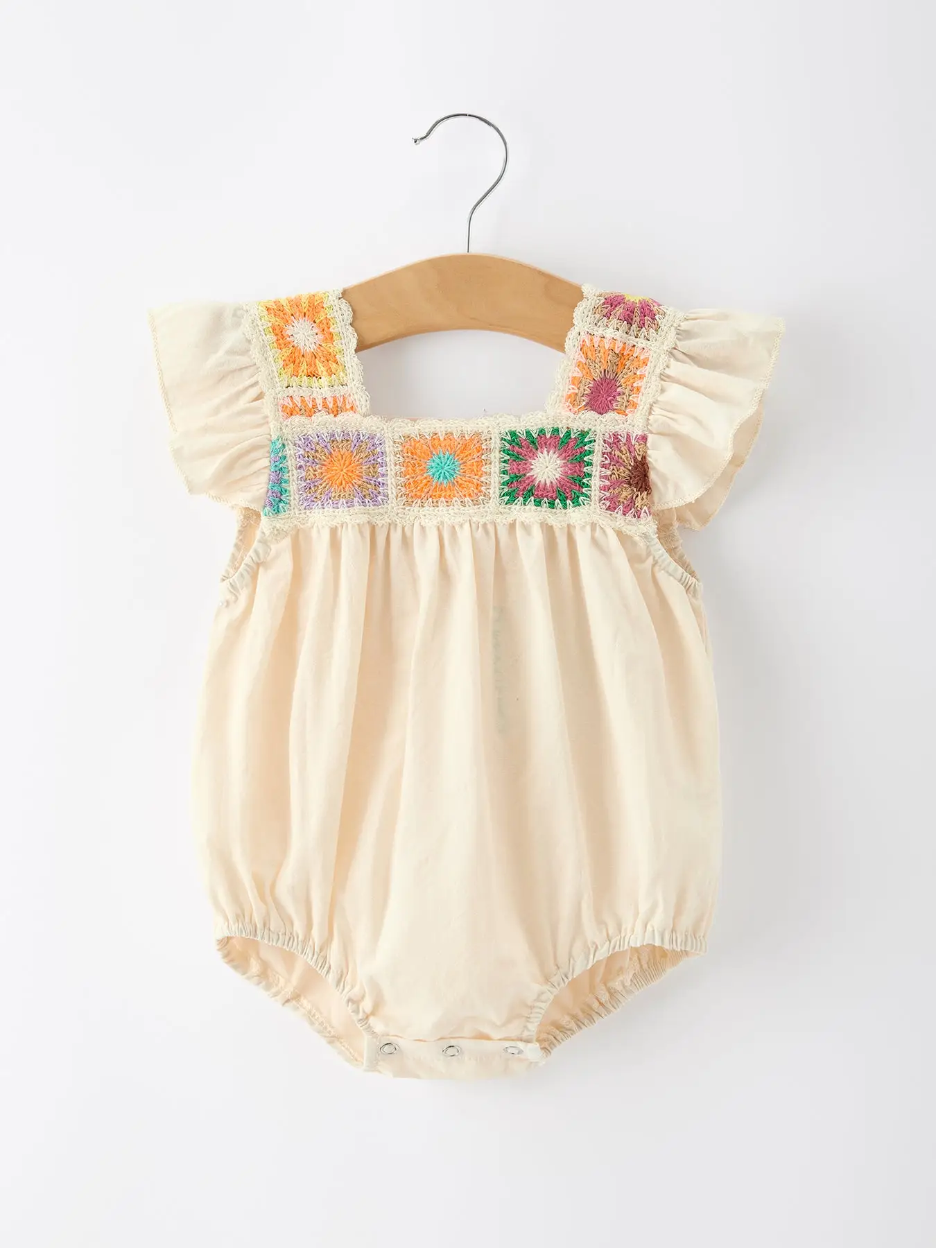 Crochet Square Baby Ruffle Romper