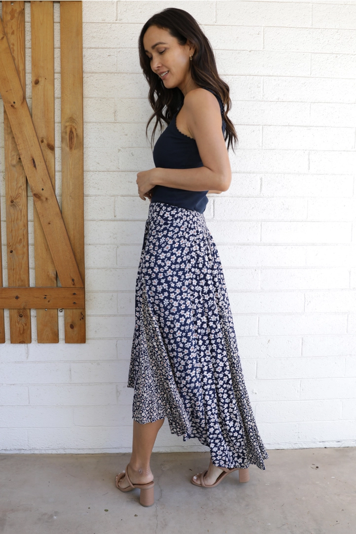 Twin Floral Print Hi Lo Maxi Skirt