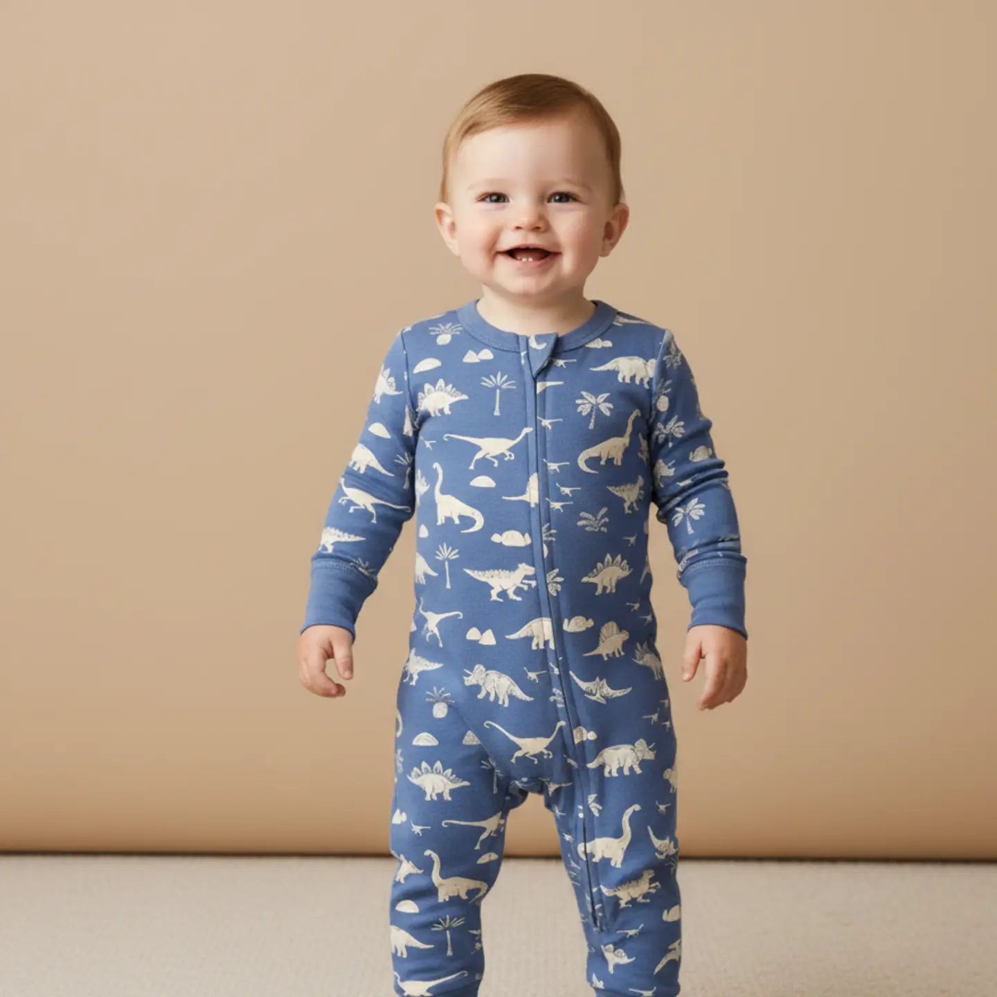 Baby Organic Dino Zip Romper