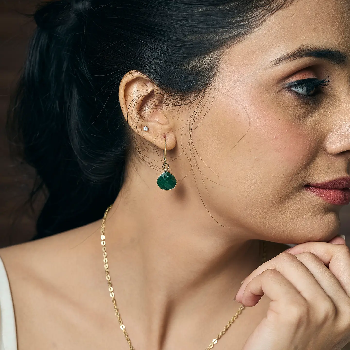 Gold Plated Semi-Precious Stone Earrings