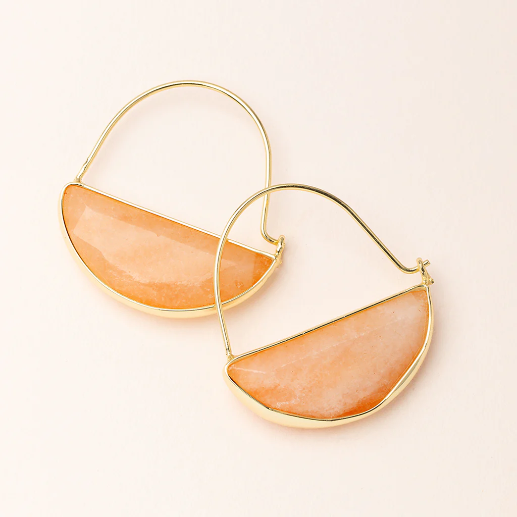 Stone Prism Hoop Earrings Sunstone