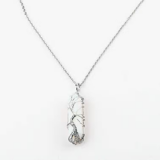 White Opal Skinny Tree Necklace