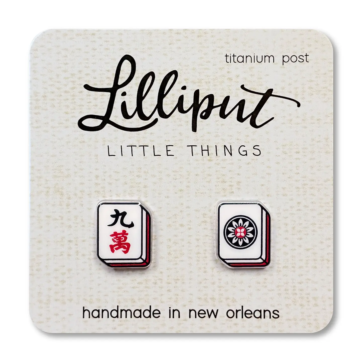 Mahjong Tile Stud Earrings