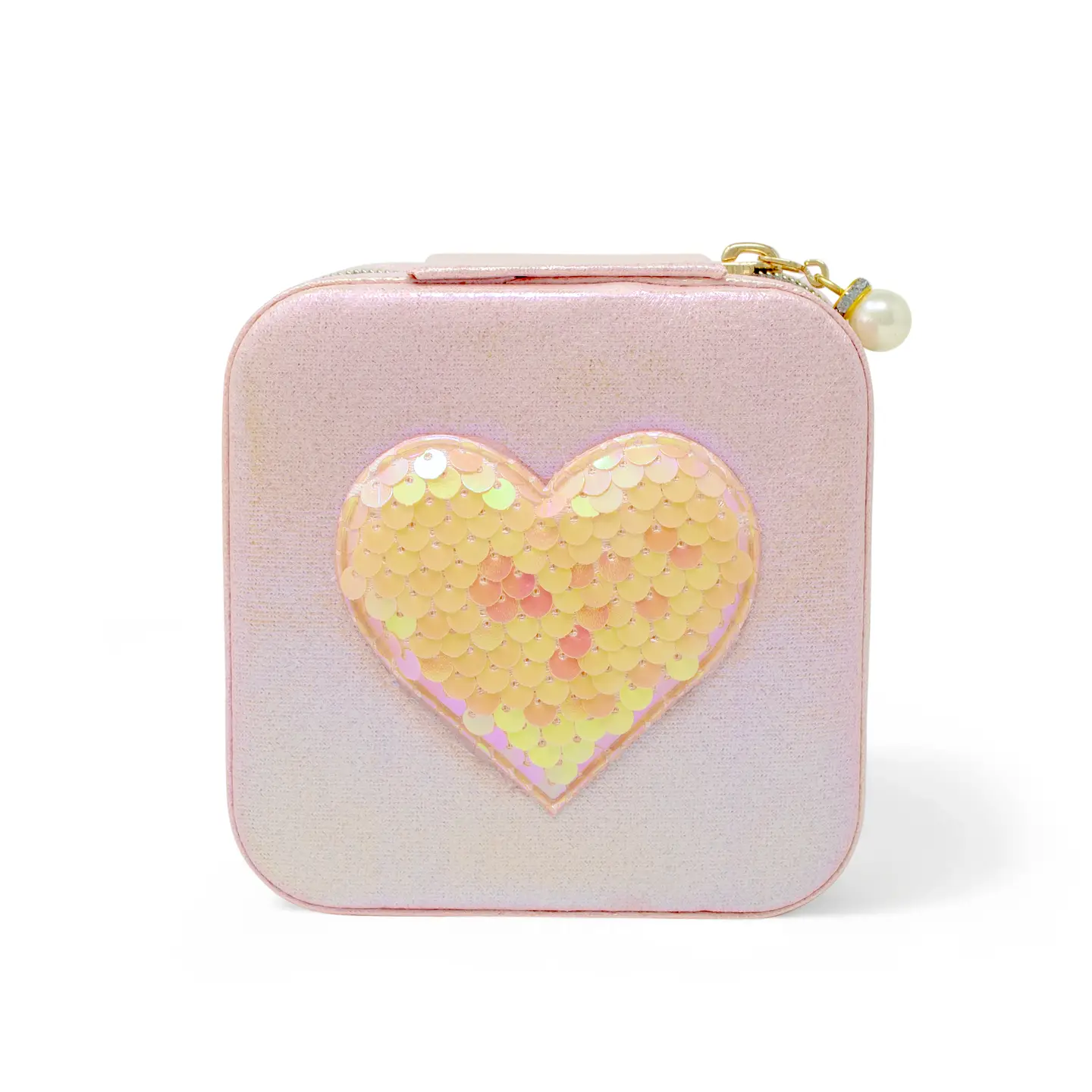 Girl's Sparkling Sequin Heart Jewelry Box