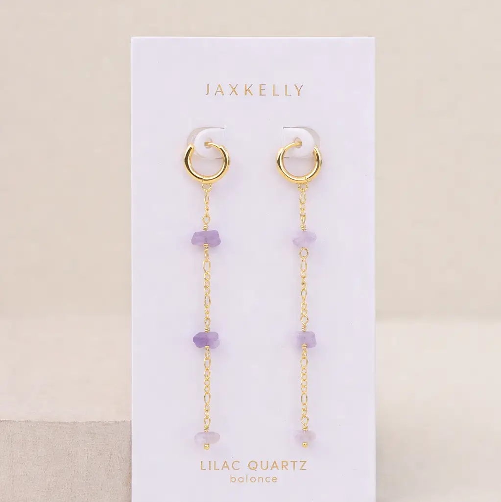 Raw Lilac Quartz Chain Drop Earrings
