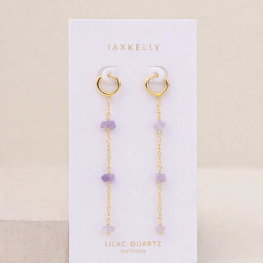 Raw Lilac Quartz Chain Drop Earrings
