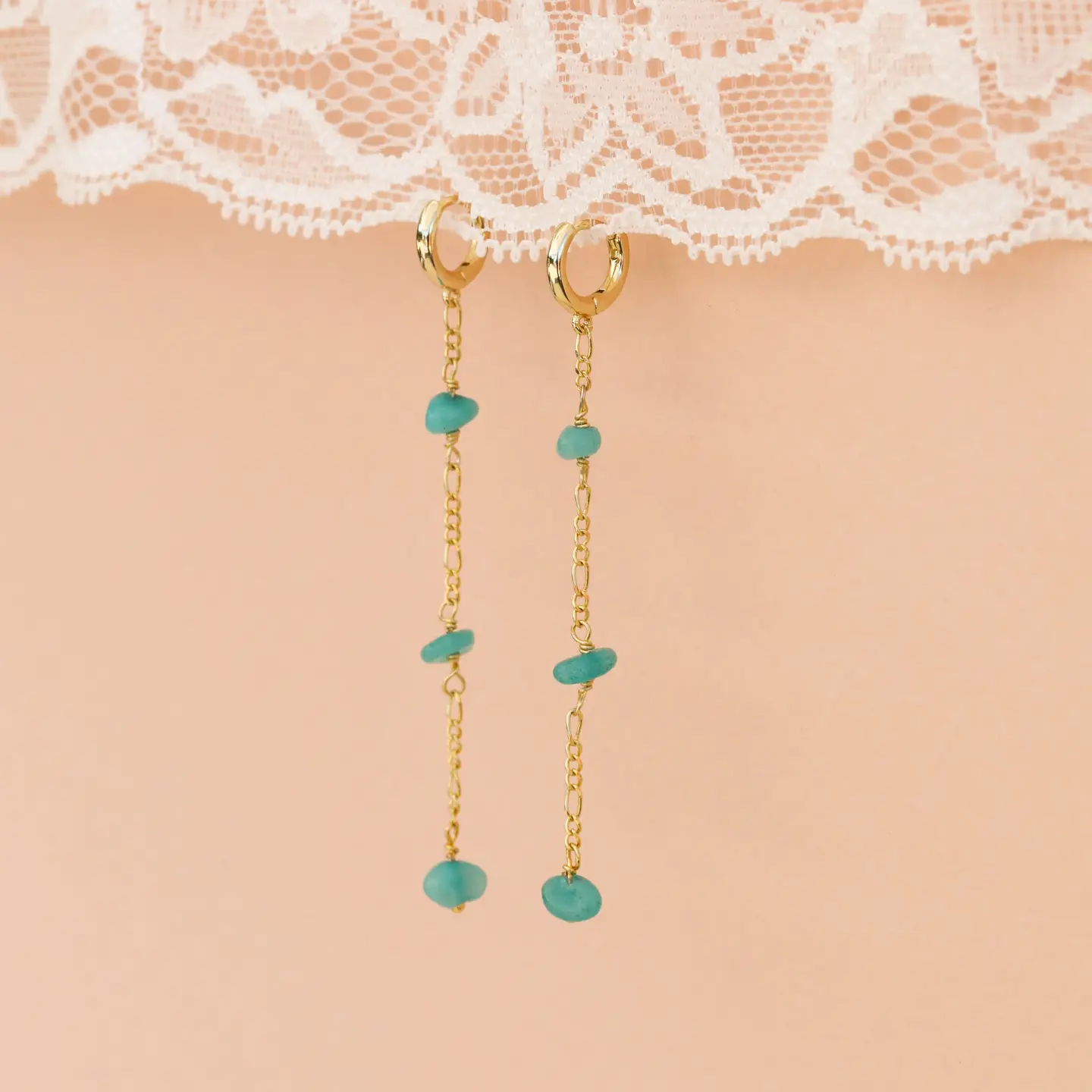 Raw Amazonite Chain Drop Earrings