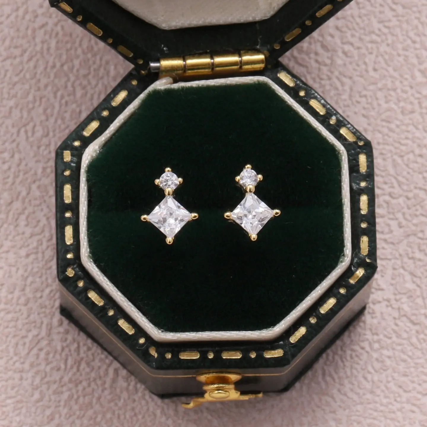 Kinfolk Blue Ballerina Clear Square Earrings