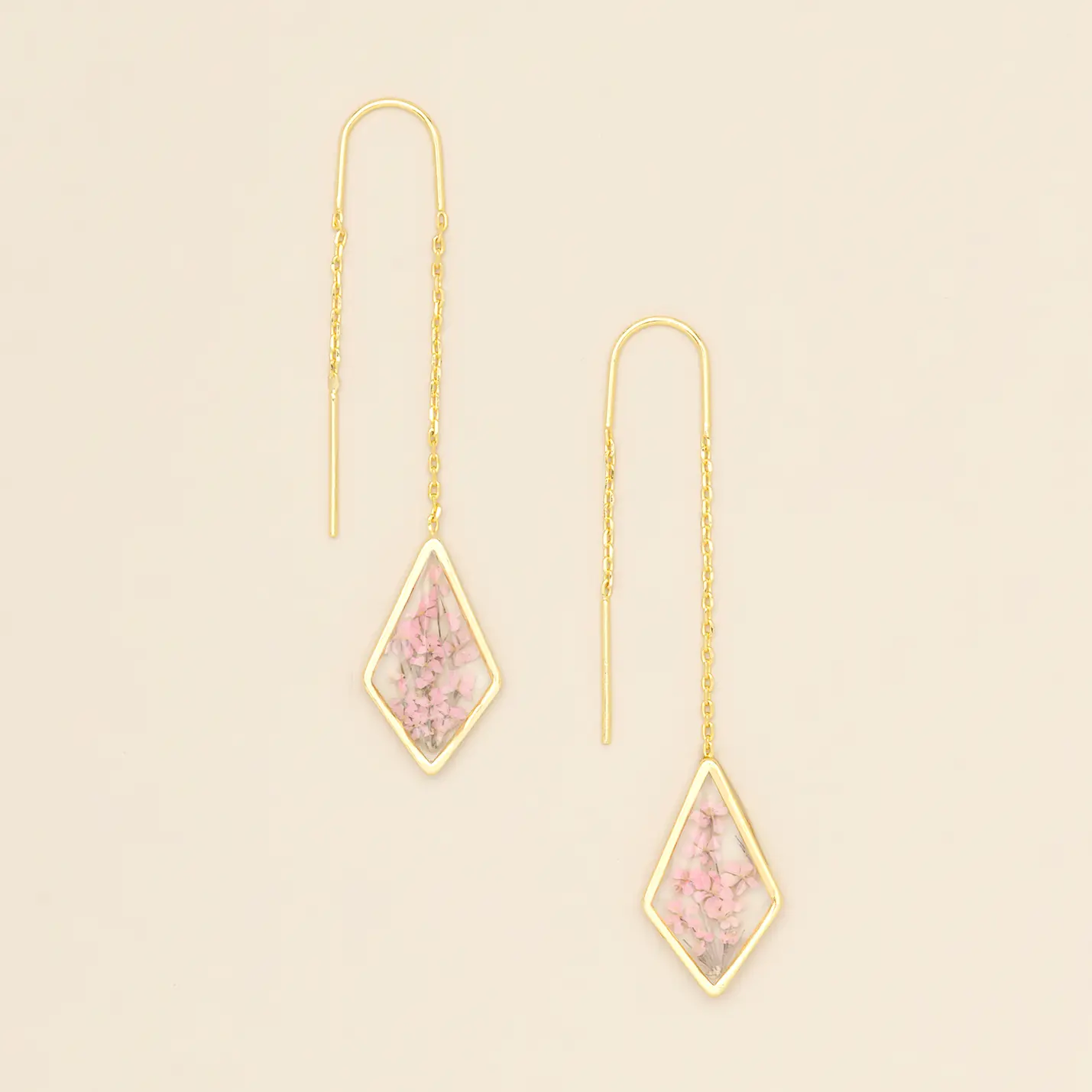 Pressed Flower Threaded Earrings