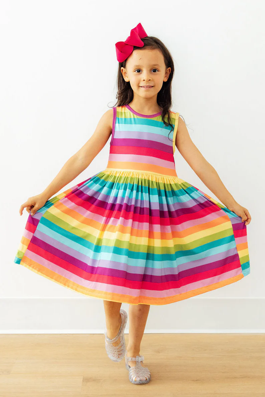Girls Cheerful Stripes Tank Dress