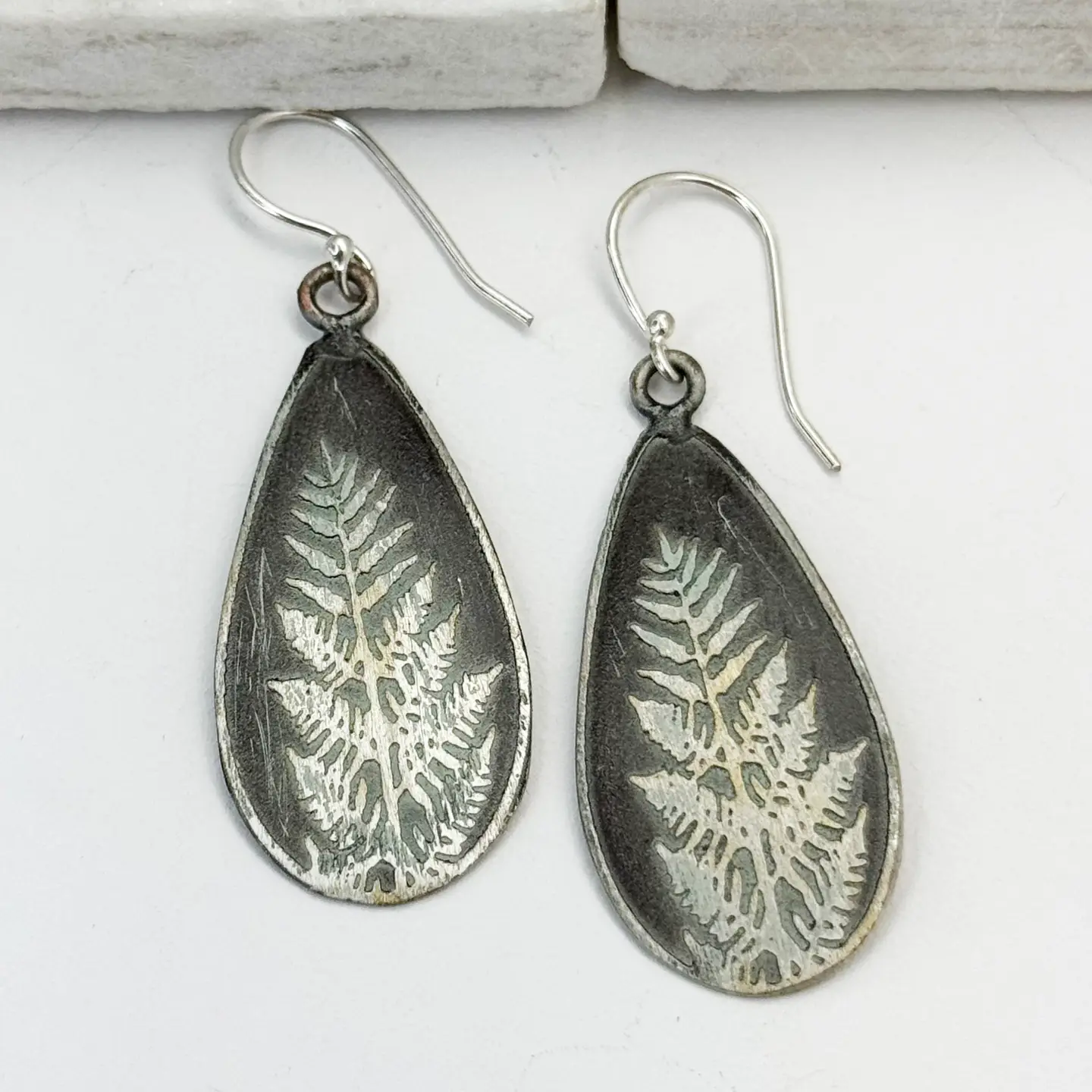 Silver Patina Fern Earrings