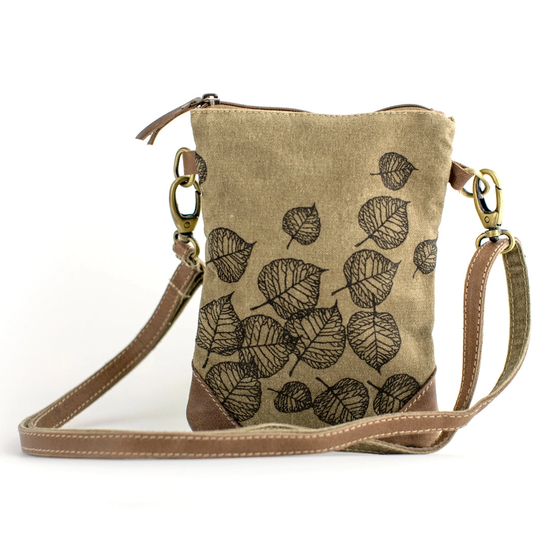 Leaves Upcycled Canvas Small Sling Bag