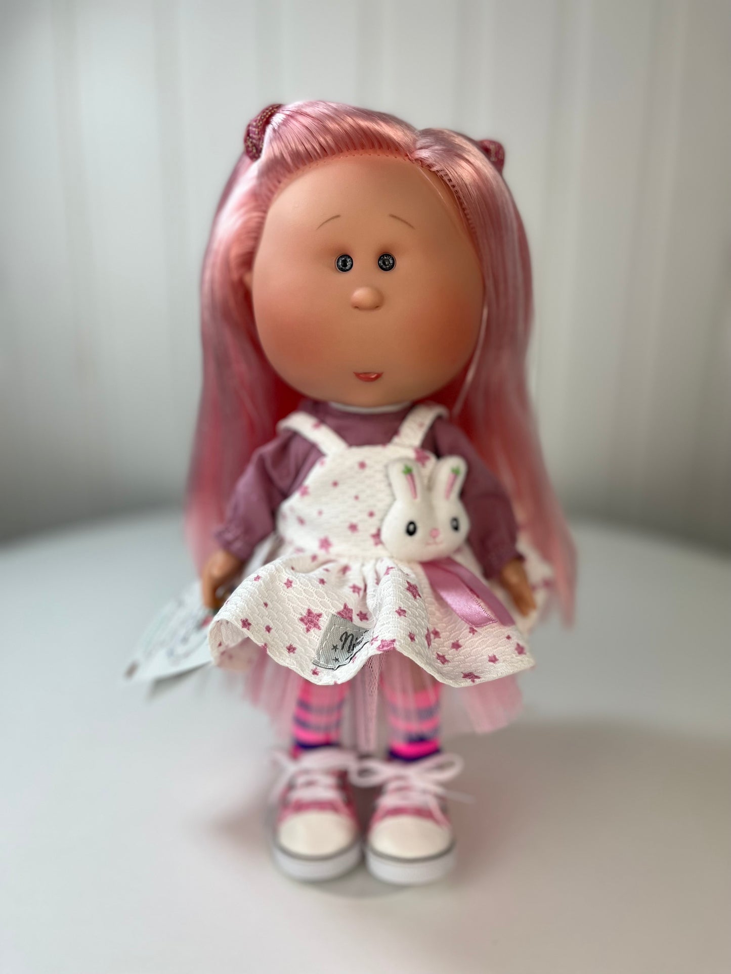 Doll Pink Hair White/Pink Dress-Bunny Purse